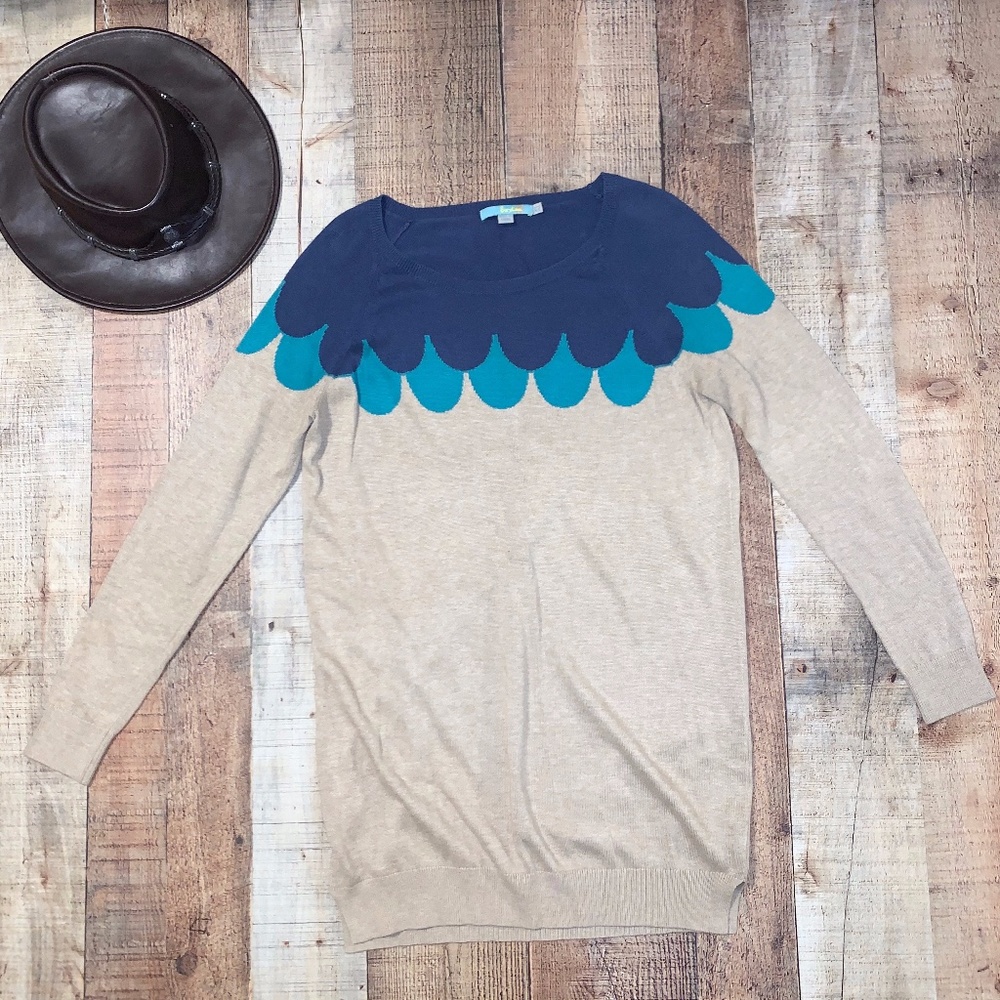 Boden | Blue Scallop Detail  Sweater